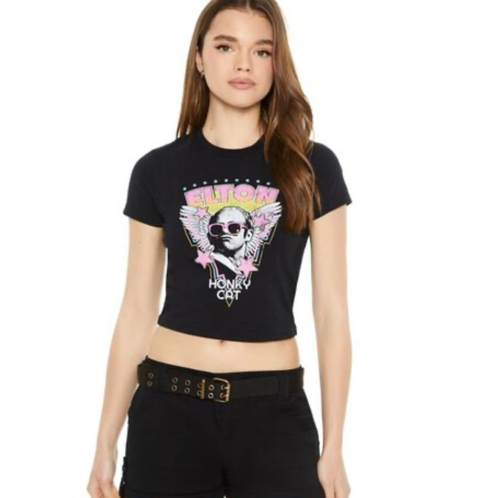 Elton Graphic Crop Top “Vintage” Graphic Band Tee